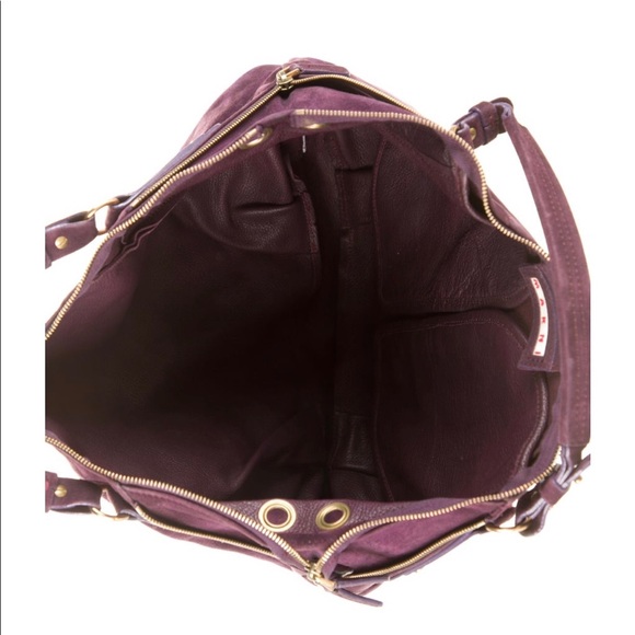 large MARNI satchel in plum suede - Picture 5 of 6